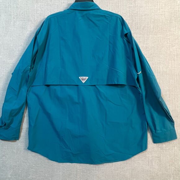 3 Columbia Bahama PFG Breathable Long Sleeve Button Down Shirt (Men's L) Blue - Picture 7 of 16